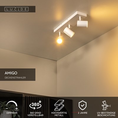 Lucide AMIGO - Deckenstrahler - 3xGU10 - Weiß